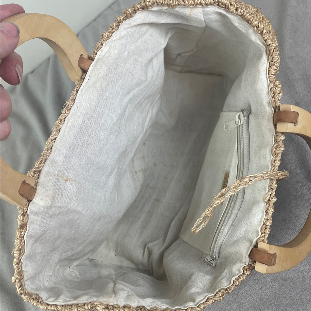 Talbots Wooden Handle Rope Bag - Picture 13 of 16